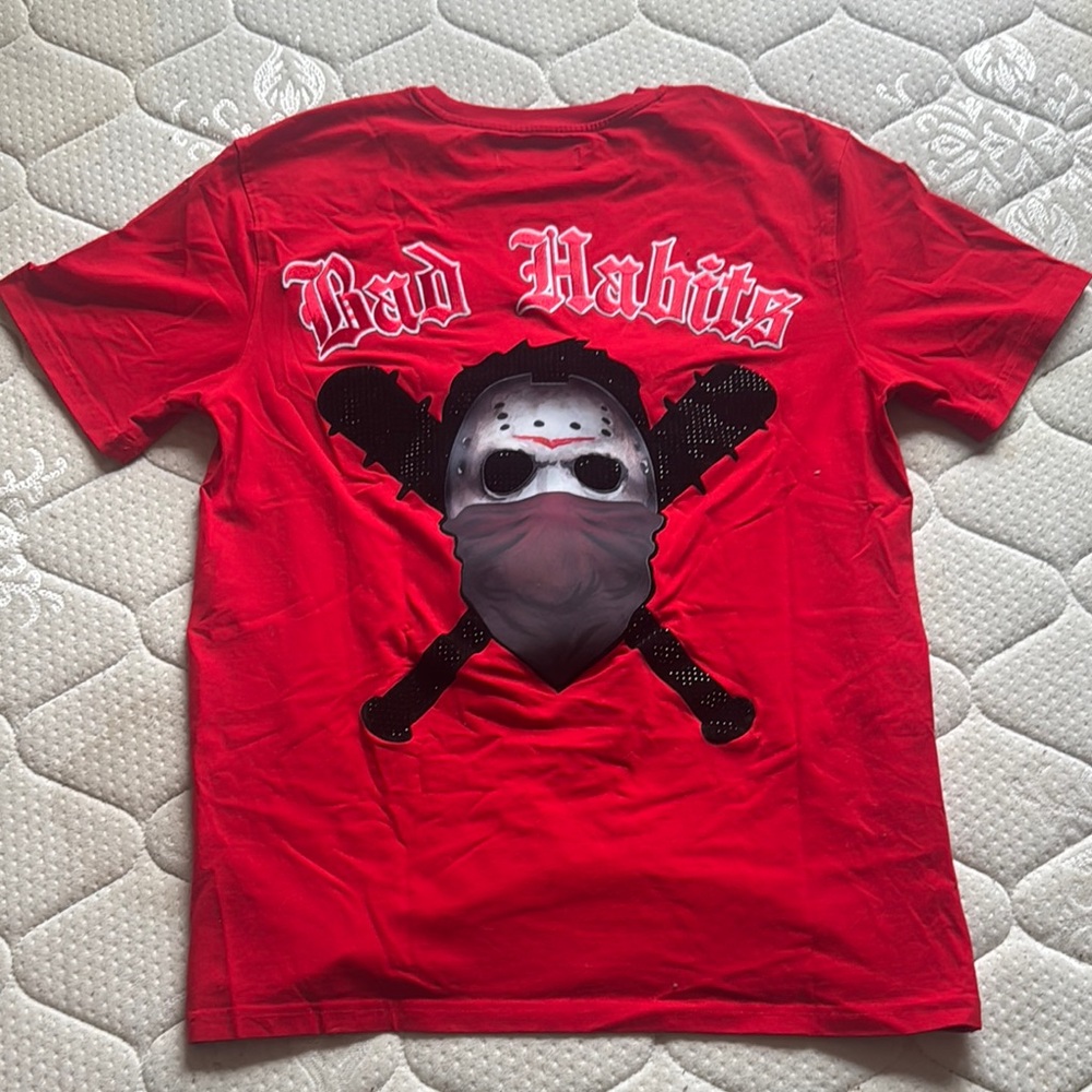 Men's Red Graphic Crew Neck T-Shirt - Casual Everyday Wear